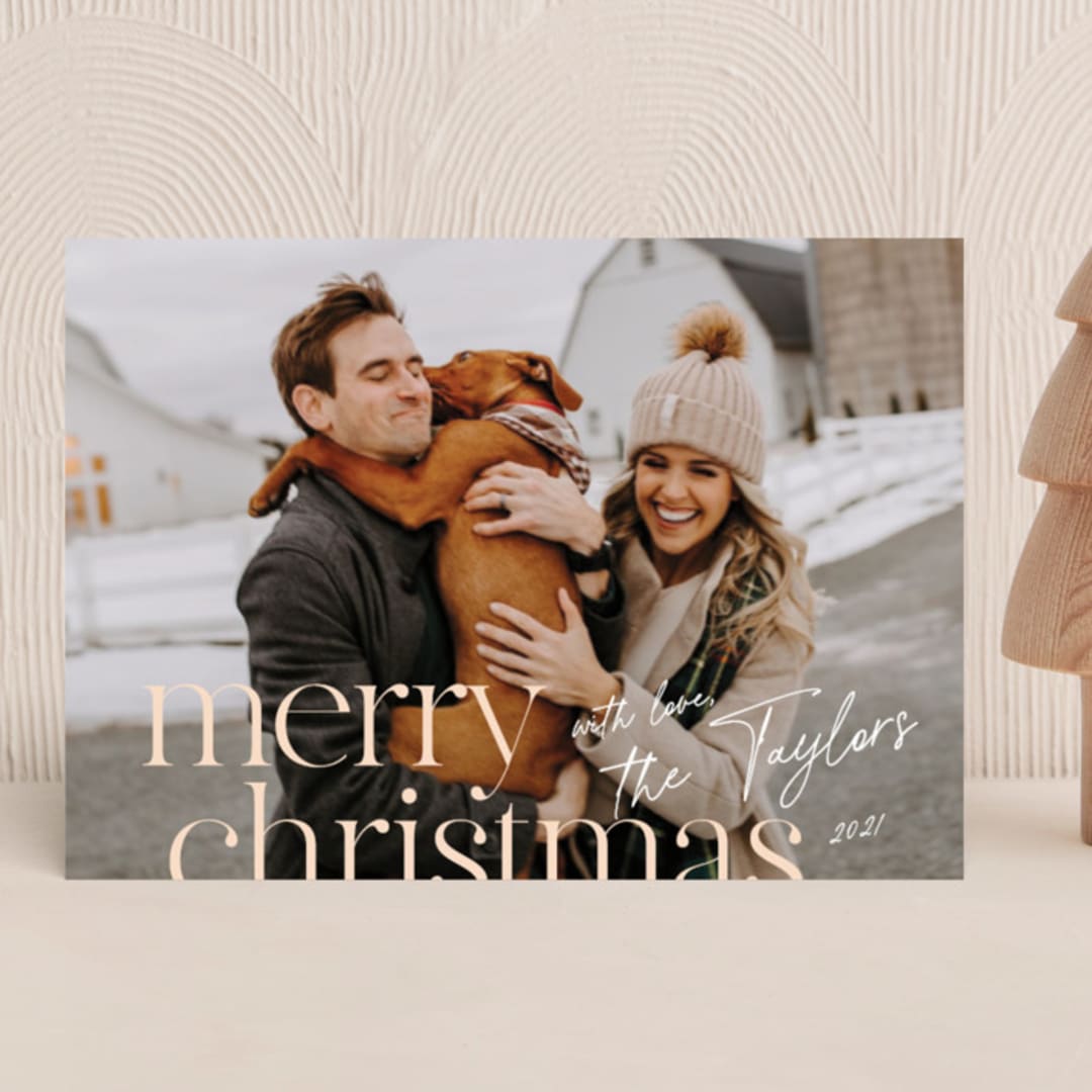 "sign off" - Holiday Cards in Blush by Jennifer Lew - Front