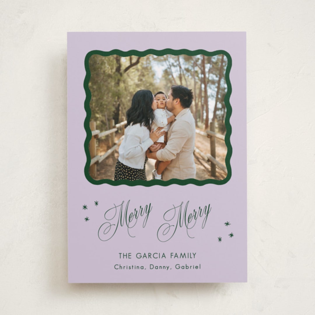 "Squiggle and Stars" - Holiday Cards in Sugar Plum by Lauren Jopling - Front