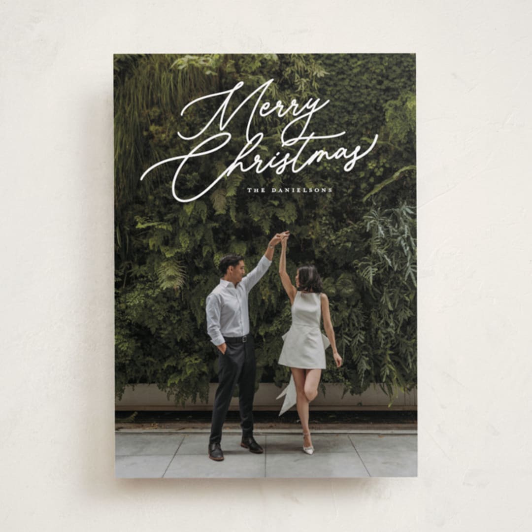 "Merry Monoline" - Holiday Cards in Snowfall by Melanie Kosuge - Front