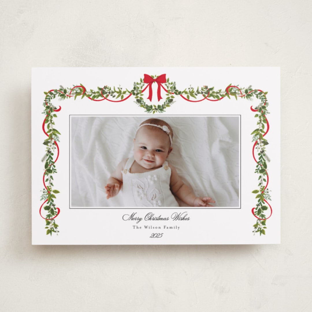 "Bows & Ribbon" - Holiday Cards in Candy Cane by Susan Moyal - Front