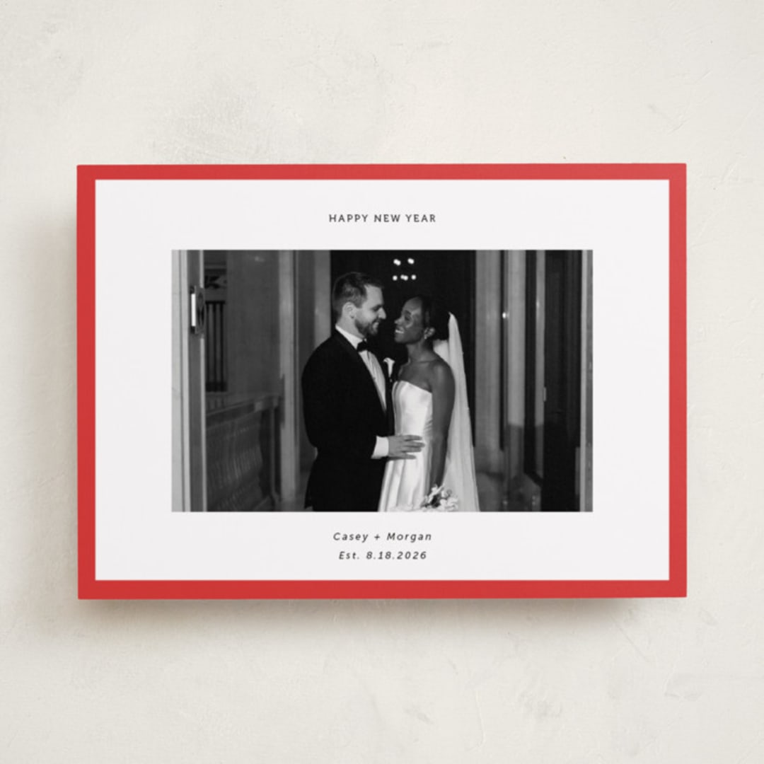 "Classic Border" - Holiday Cards in Berry by Wendy Chung - Front