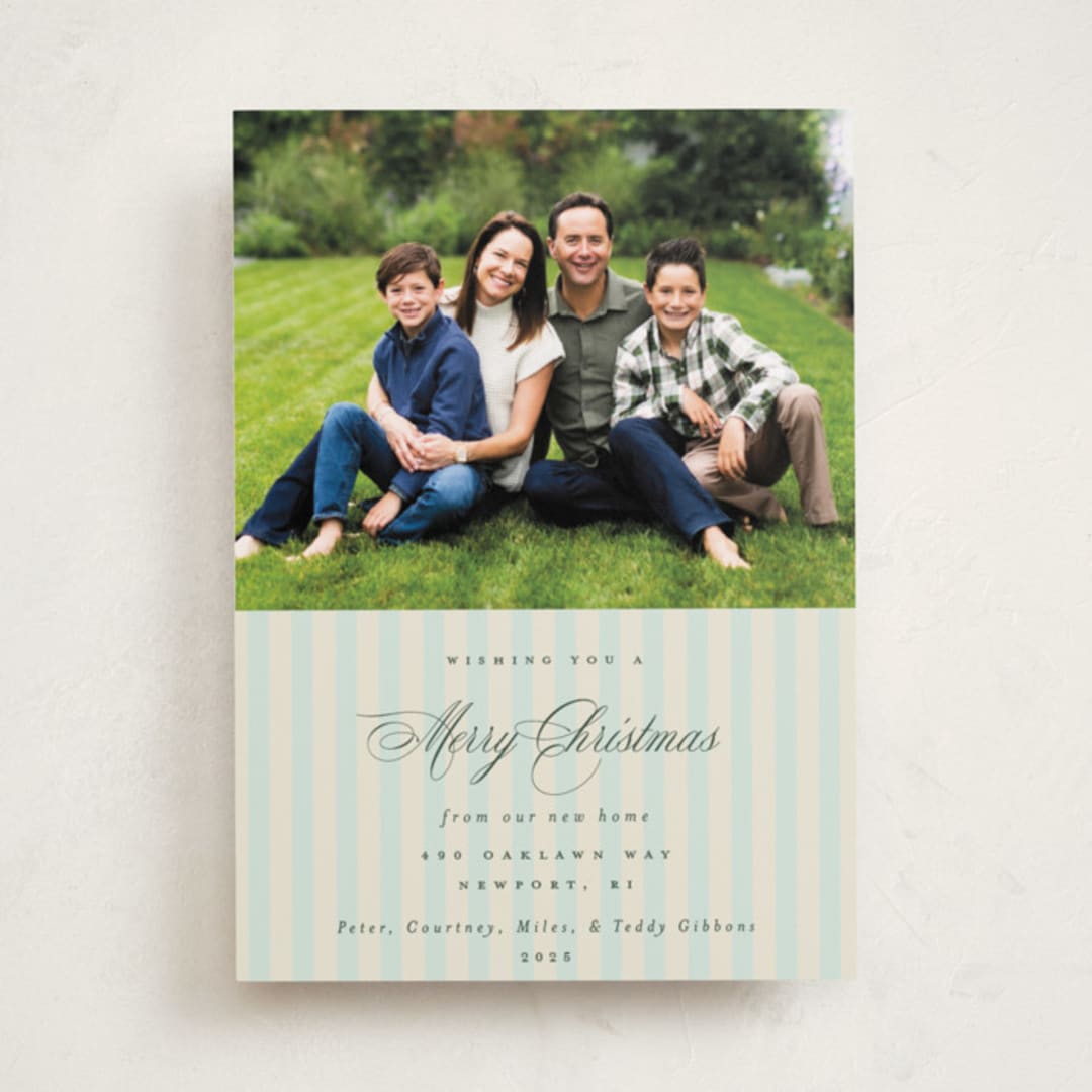 "Charming Stripe" - Holiday Cards in Juniper by Olivia Raufman - Front