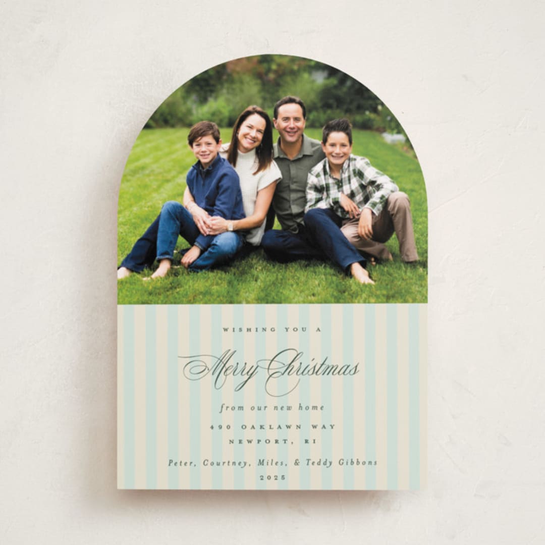 "Charming Stripe" - Holiday Cards in Juniper by Olivia Raufman - Front