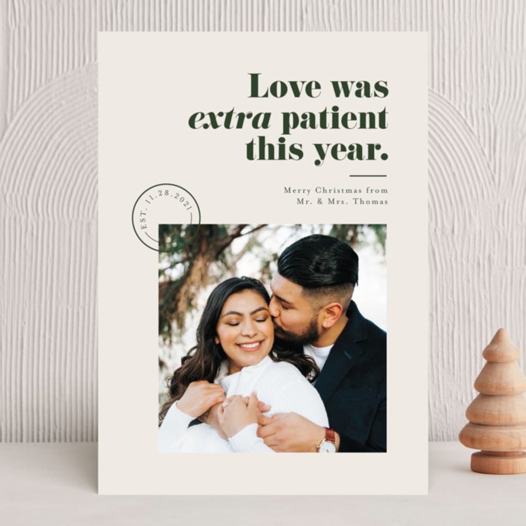 "Extra Patient" - Holiday Cards in Evergreen by Pink House Press - Front