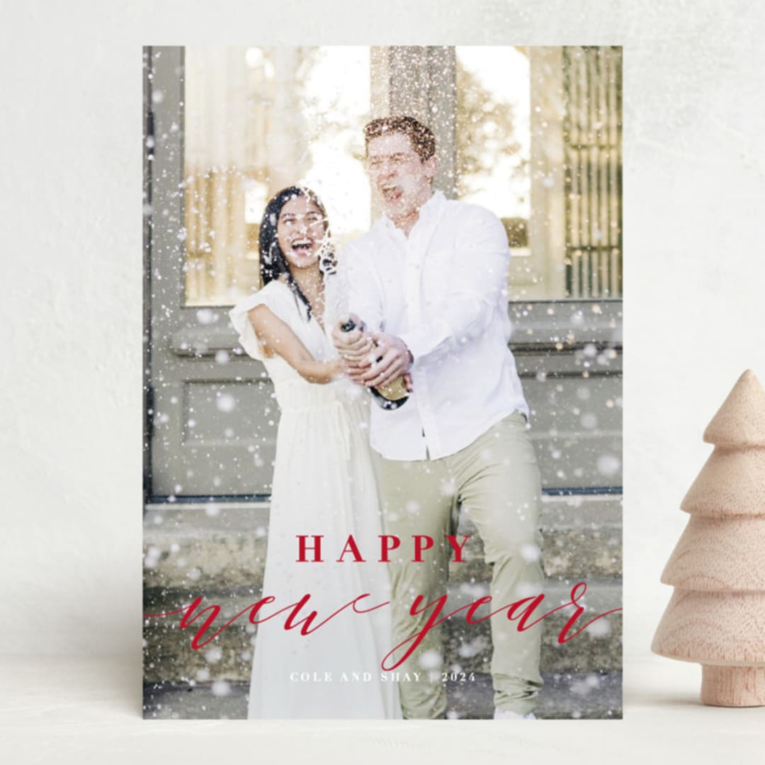 "Merrily Married" - Holiday Cards in Cherry by Roxy Cervantes - Front