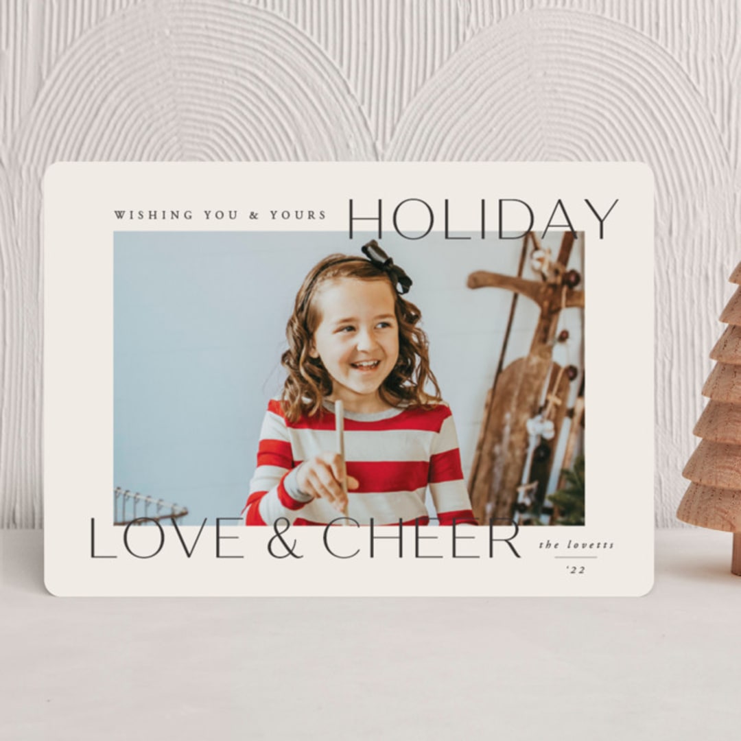 "love&cheer" - Holiday Cards in Taupe by Carolyn Nicks - Front