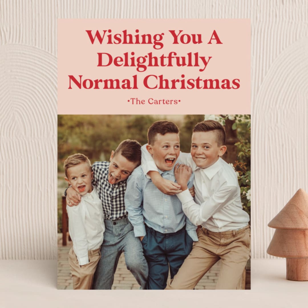 "A Normal Christmas" - Holiday Cards in Blush by GeekInk Design - Front