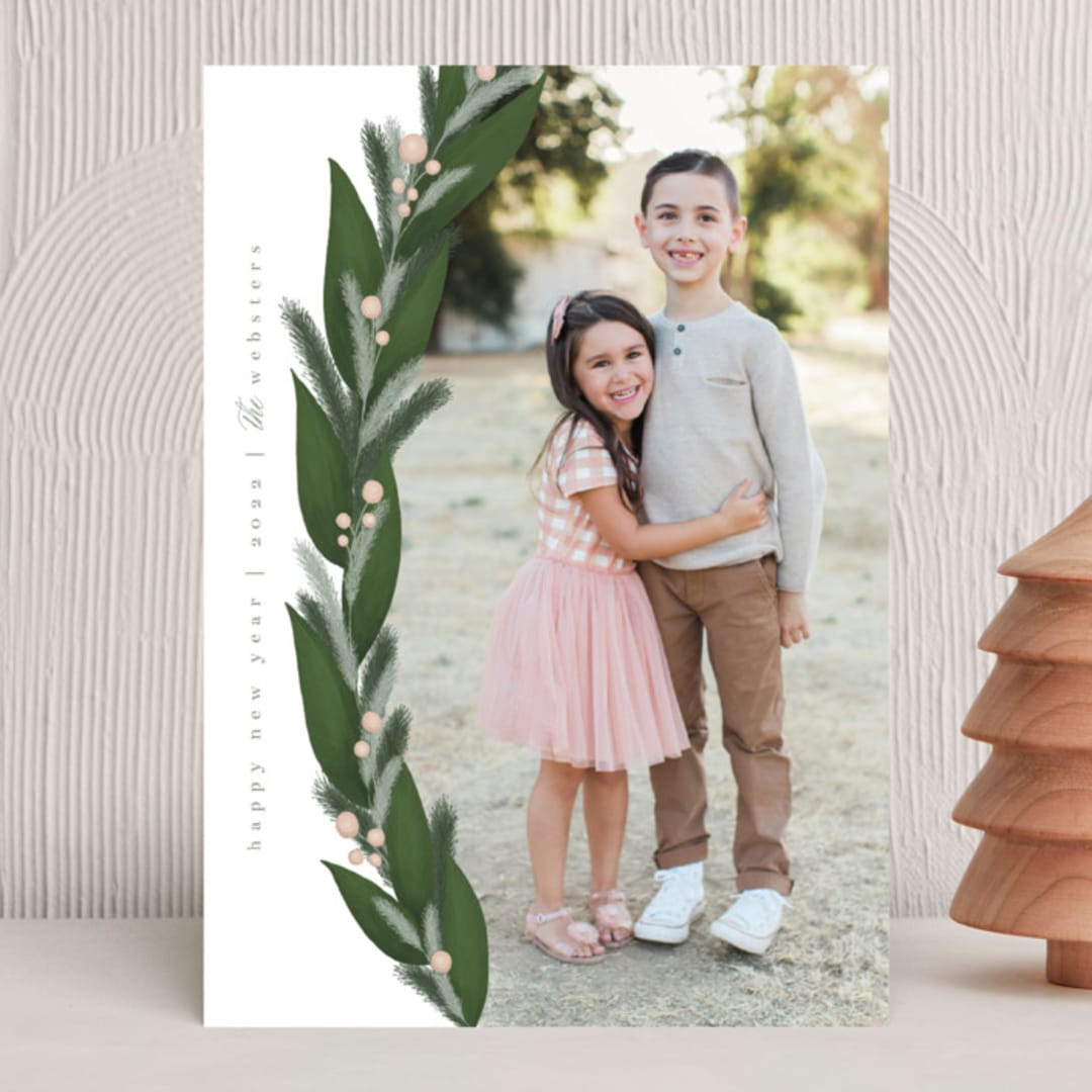 "Fir and Berries" - Holiday Cards in Powder by Danie Romrell - Front