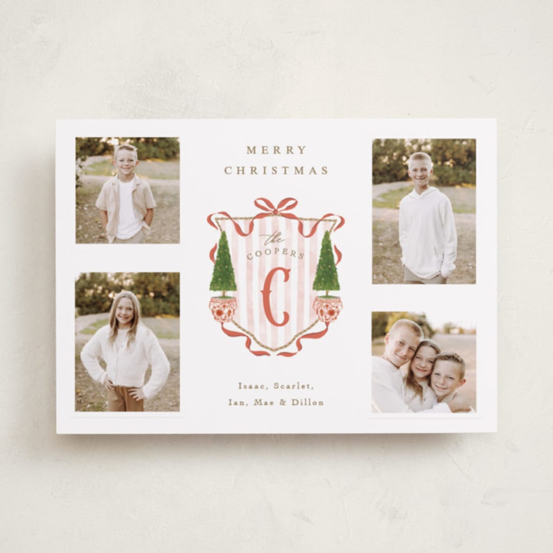 "Family Crest" - Holiday Cards in Currant by Susan Zinader - Front