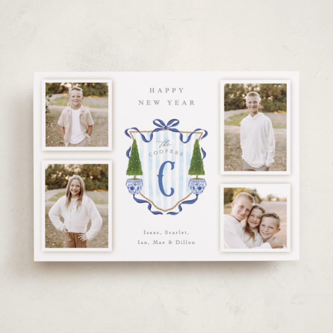 "Family Crest" - Holiday Cards in Blue Jay by Susan Zinader - Front