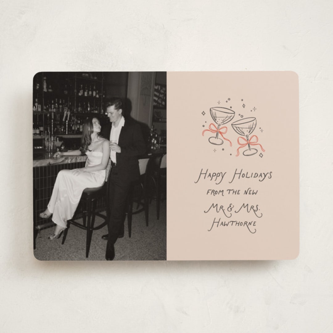 "Newlywed Toast" - Holiday Cards in Candied Grapefruit by Randi Cirelli - Front