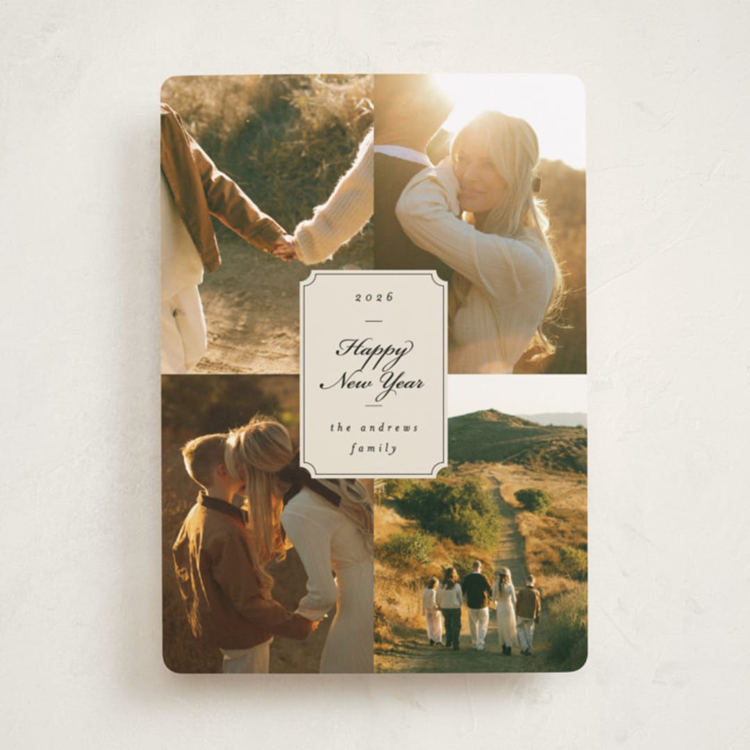 "Vintage Wishes" - Holiday Cards in Eggnog by Ashley Iwafuchi - Front