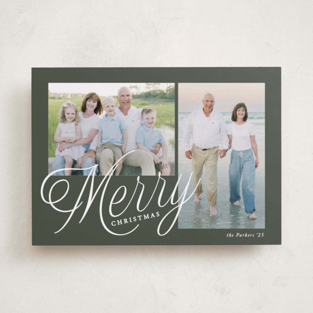"Scripted Merry" - Holiday Cards in Pine by Brianne Larsen - Front