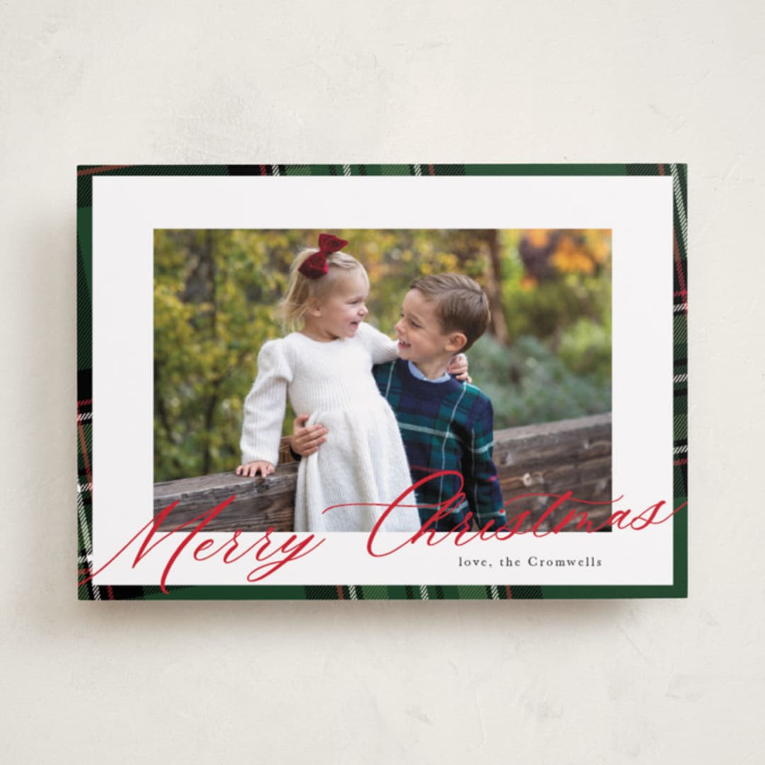 "Yule Plaid" - Holiday Cards in Hunter Green by Cindy Reynolds - Front