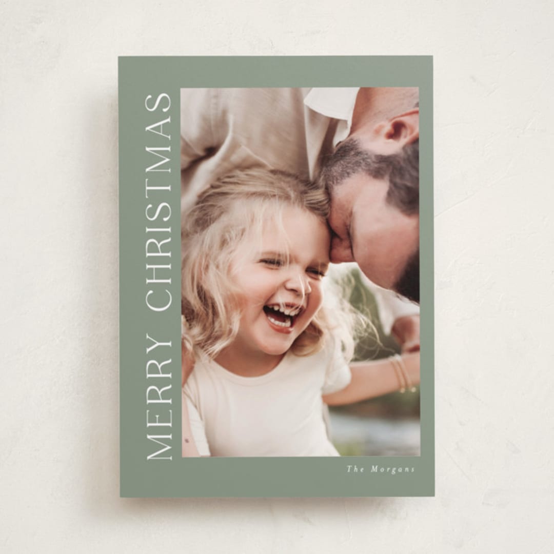 "Merry" - Holiday Cards in Sage by Angela Thompson - Front