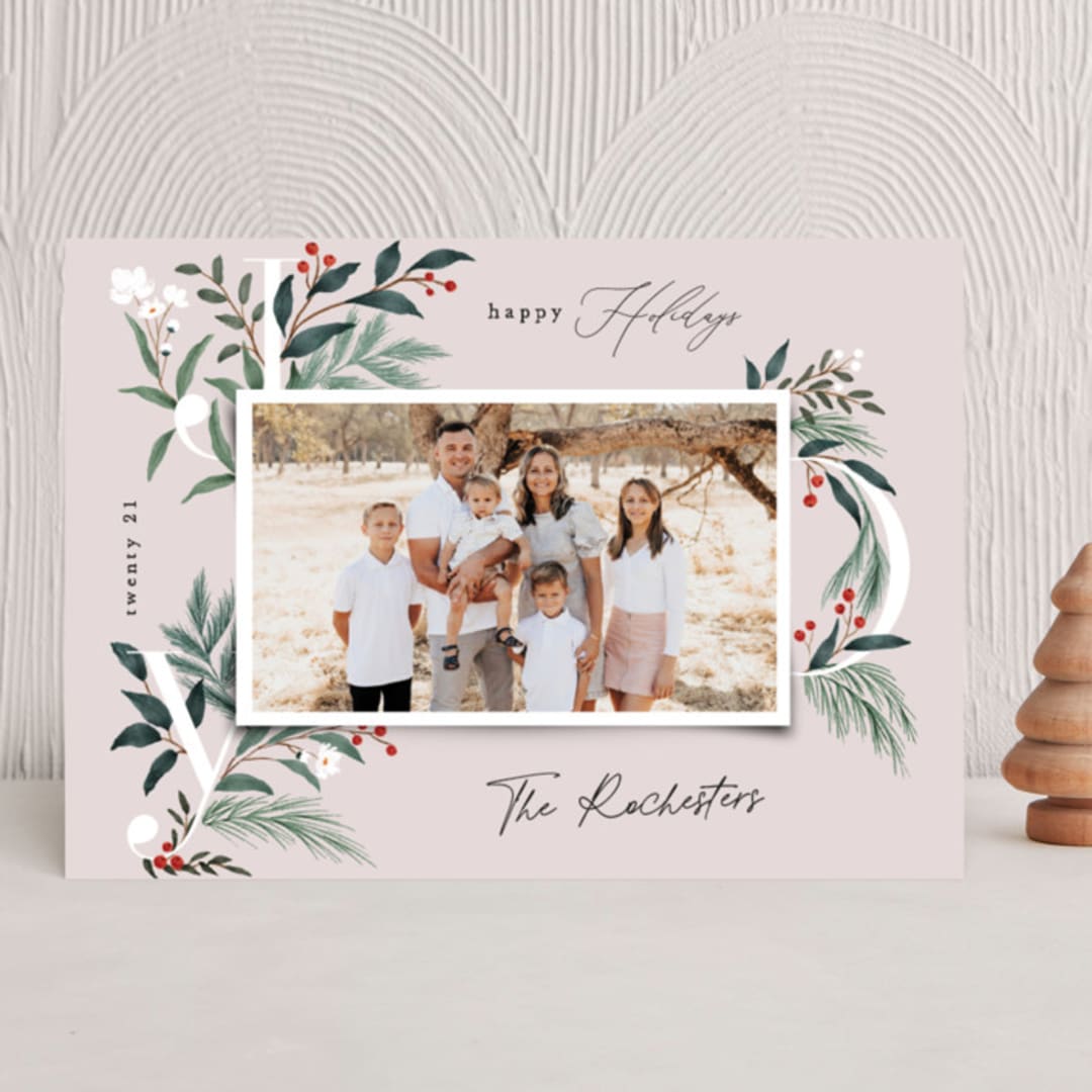 "Sweetest Joy" - Holiday Cards in Blush by Elly - Front