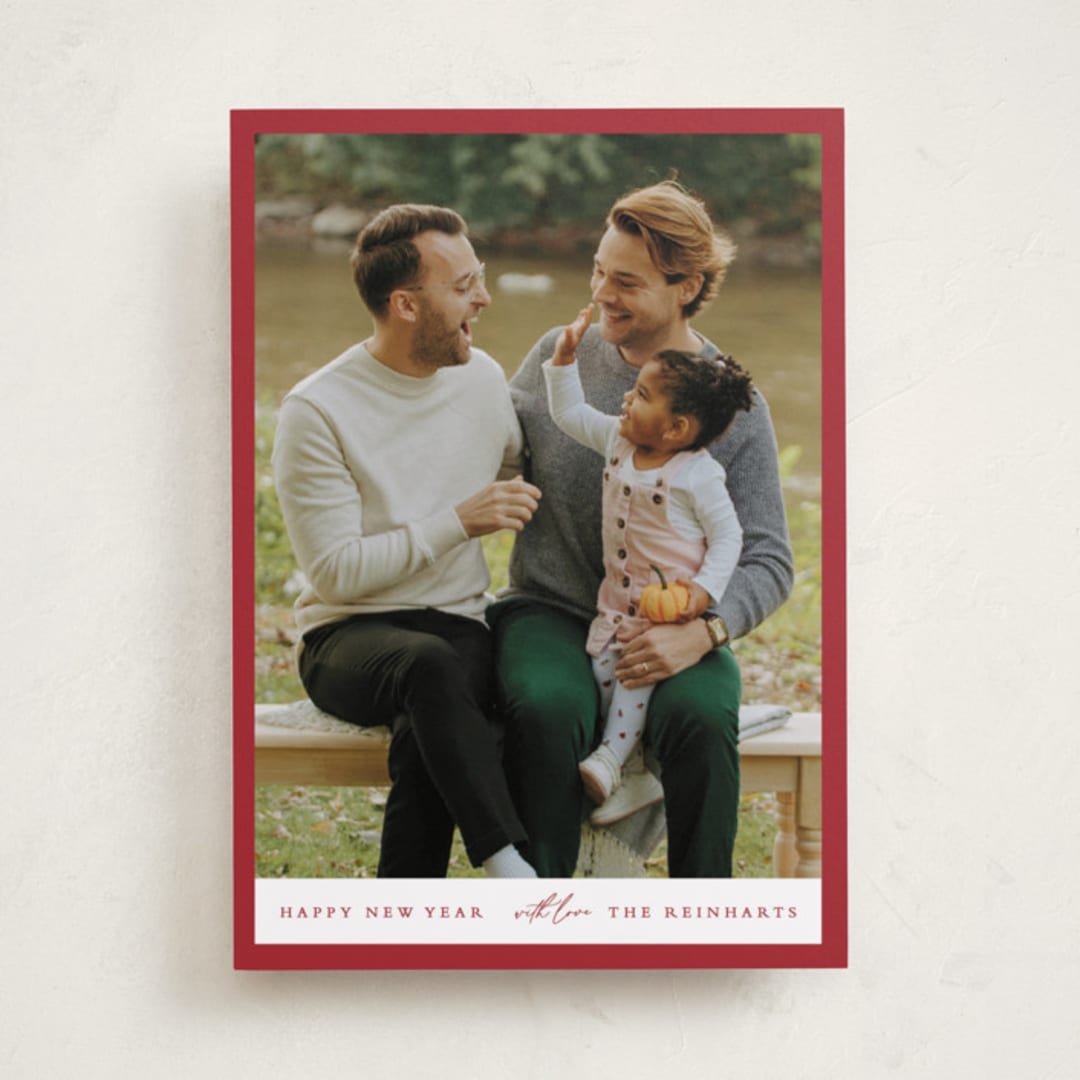 "Edge" - Holiday Cards in Berry by Angela Thompson - Front