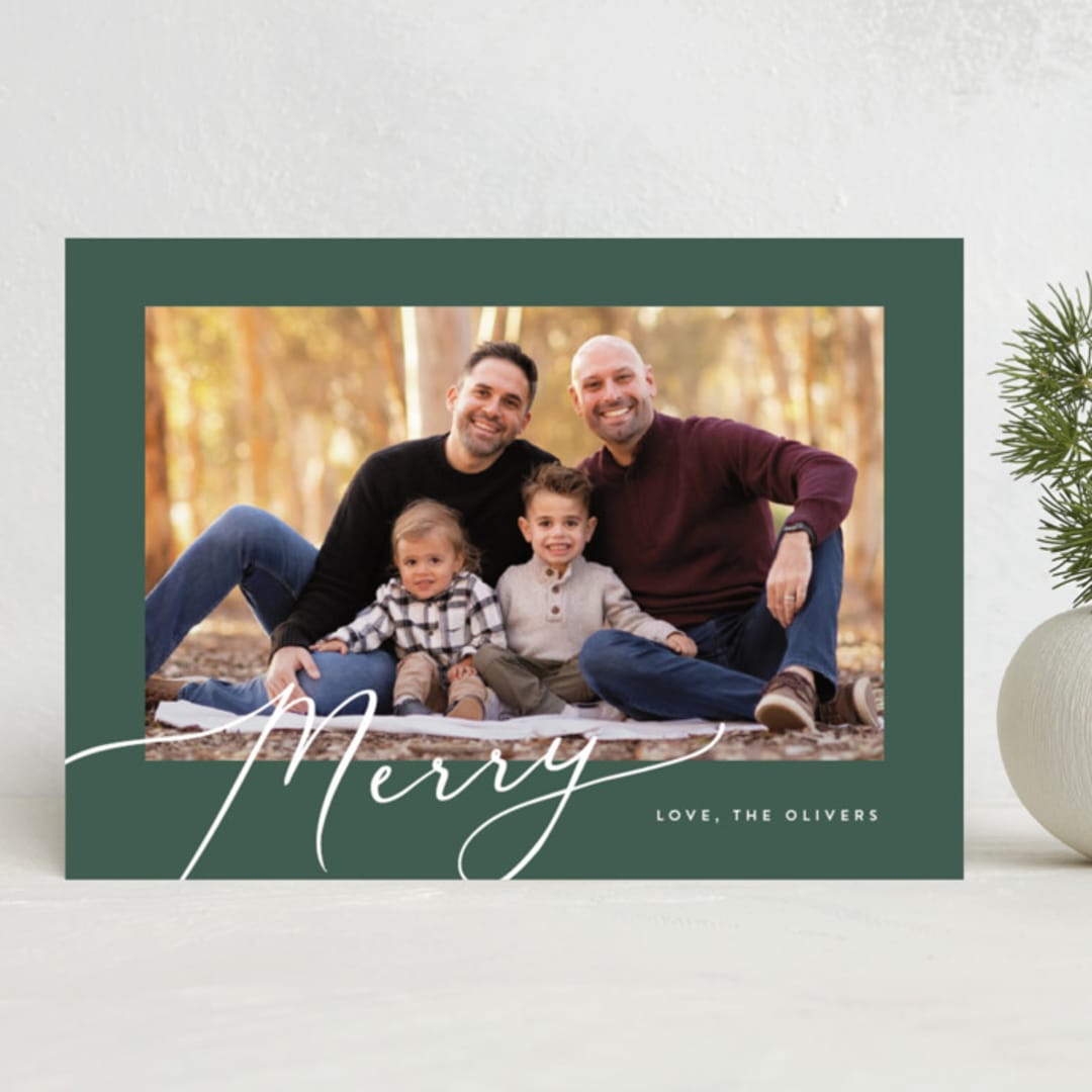 "Angled Script" - Holiday Cards in Tree Top by Carolyn MacLaren - Front