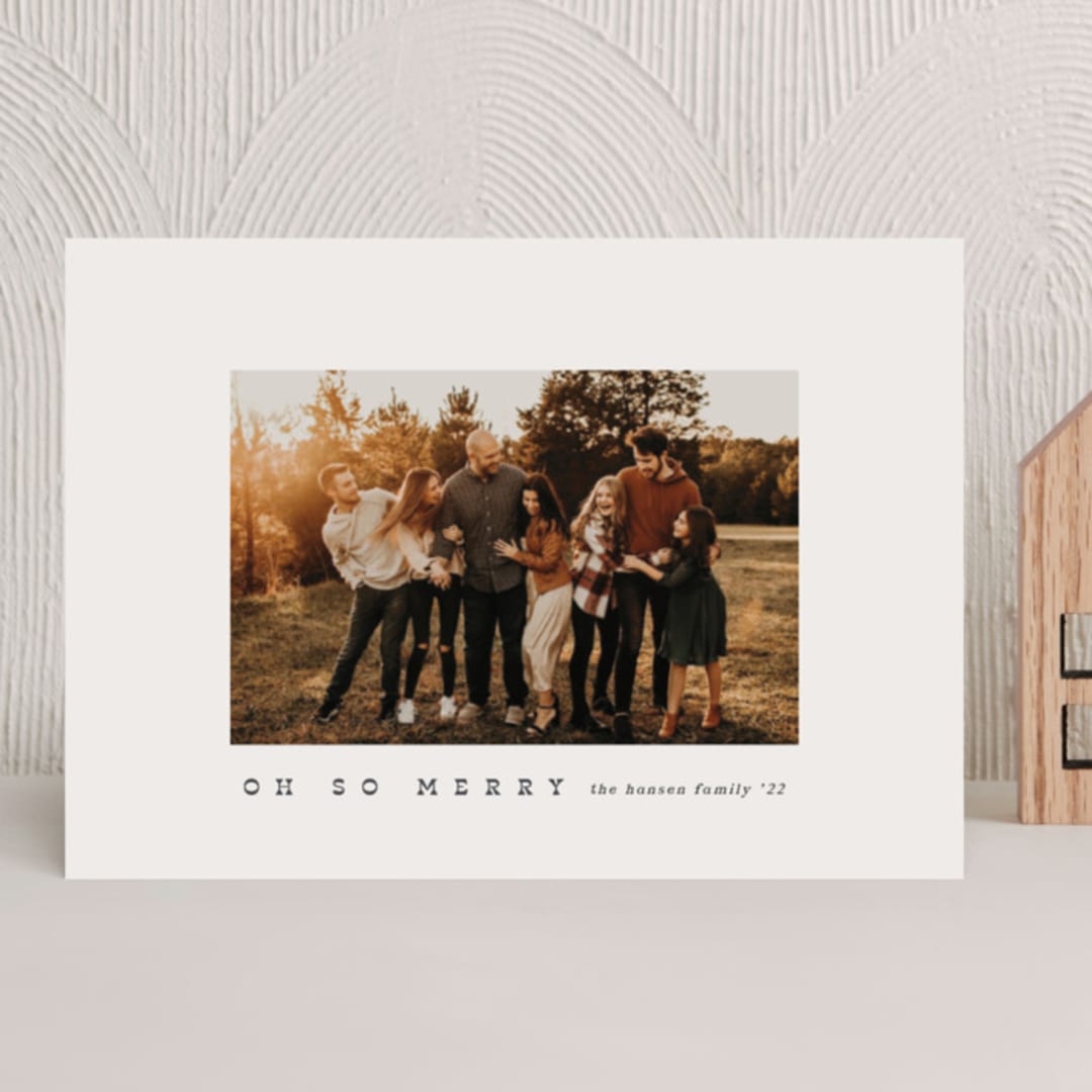 "Wide Frame" - Holiday Cards in Cream by Carrie Moradi - Front