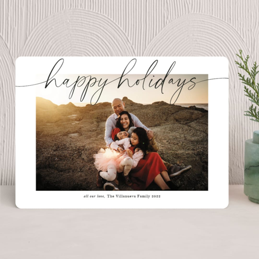 "Written" - Holiday Cards in Linen by Jennifer Lew - Front