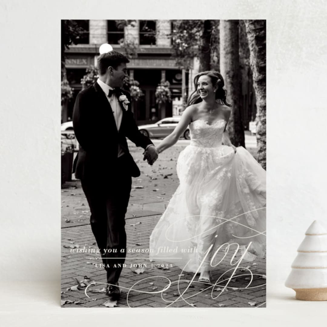 "Season Filled With Joy" - Holiday Cards in Ivory by Jackie Mangiolino - Front