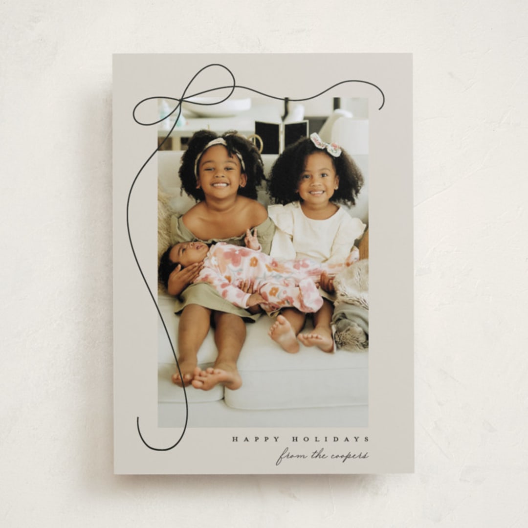 "Cascading Bow" - Holiday Cards in Putty by Lauren Chism - Front
