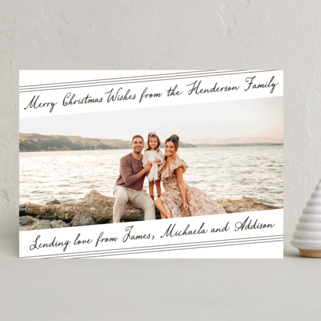 "Postcard Script" - Holiday Cards in Chimney Smoke by Katharine Watson - Front