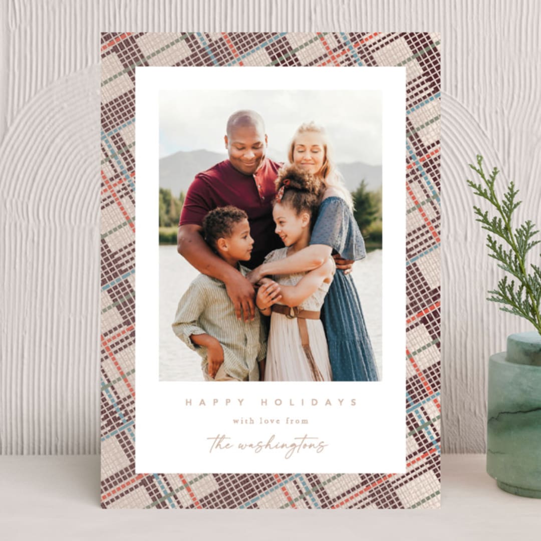 "Holiday Tweed" - Holiday Cards in Wine by Creo Study - Front