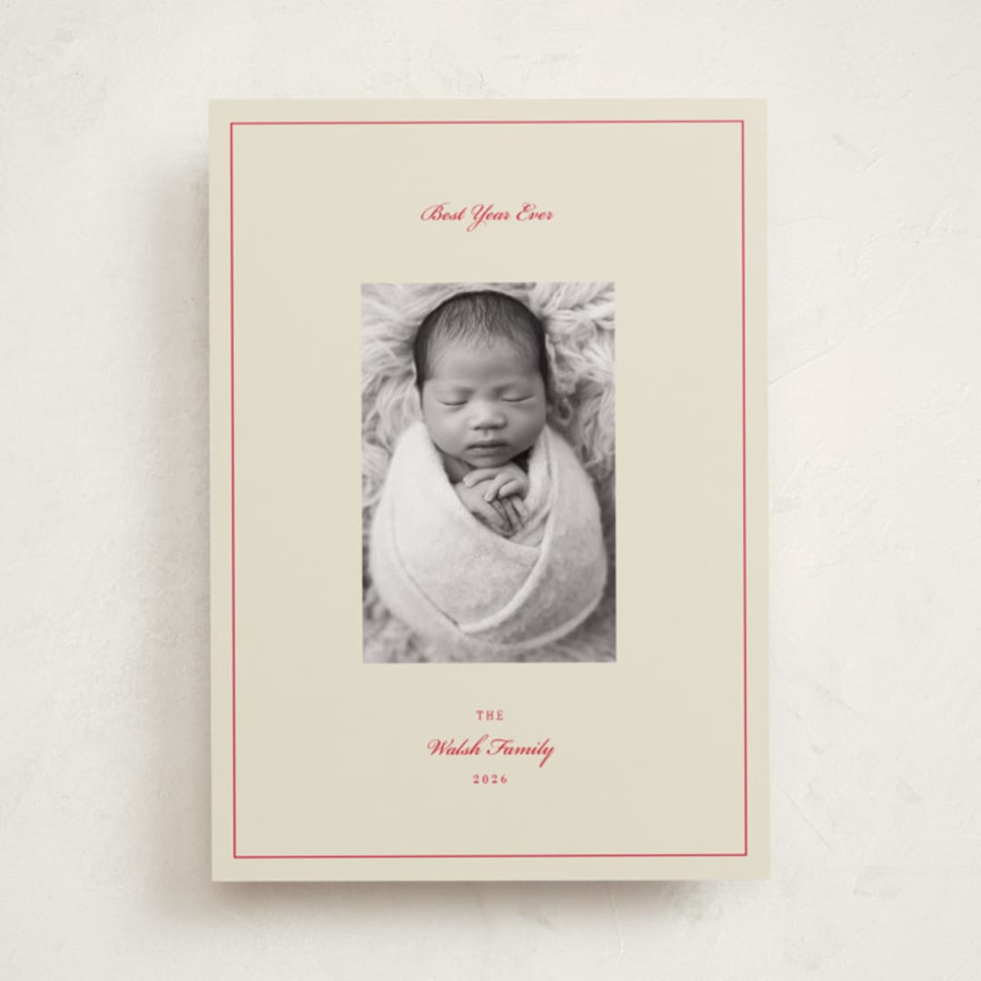 "Simply Modern" - Holiday Cards in Crimson by Jen Ramsey - Front