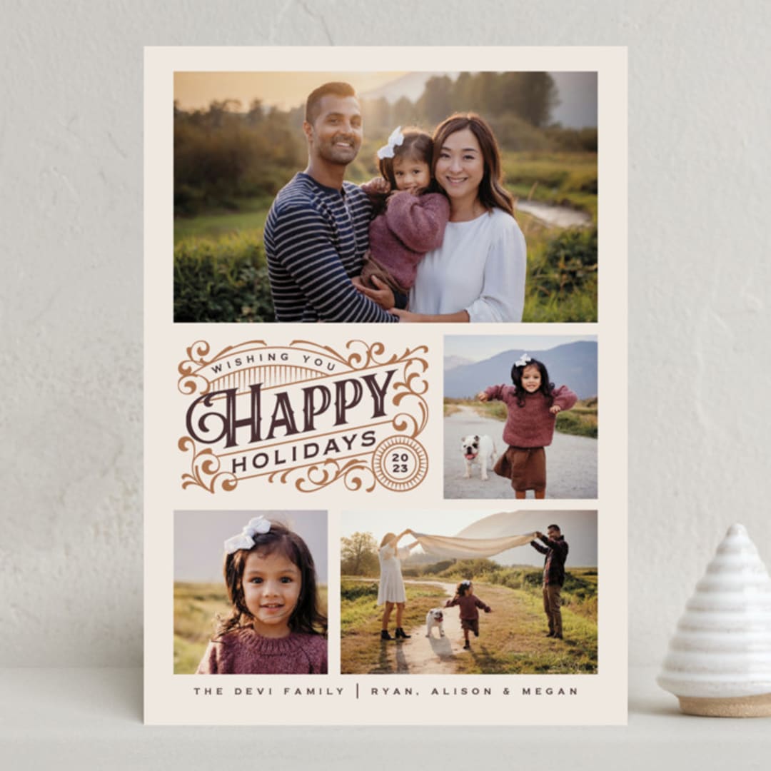 "Vintage Gallery" - Holiday Cards in Cream by Jill Means - Front
