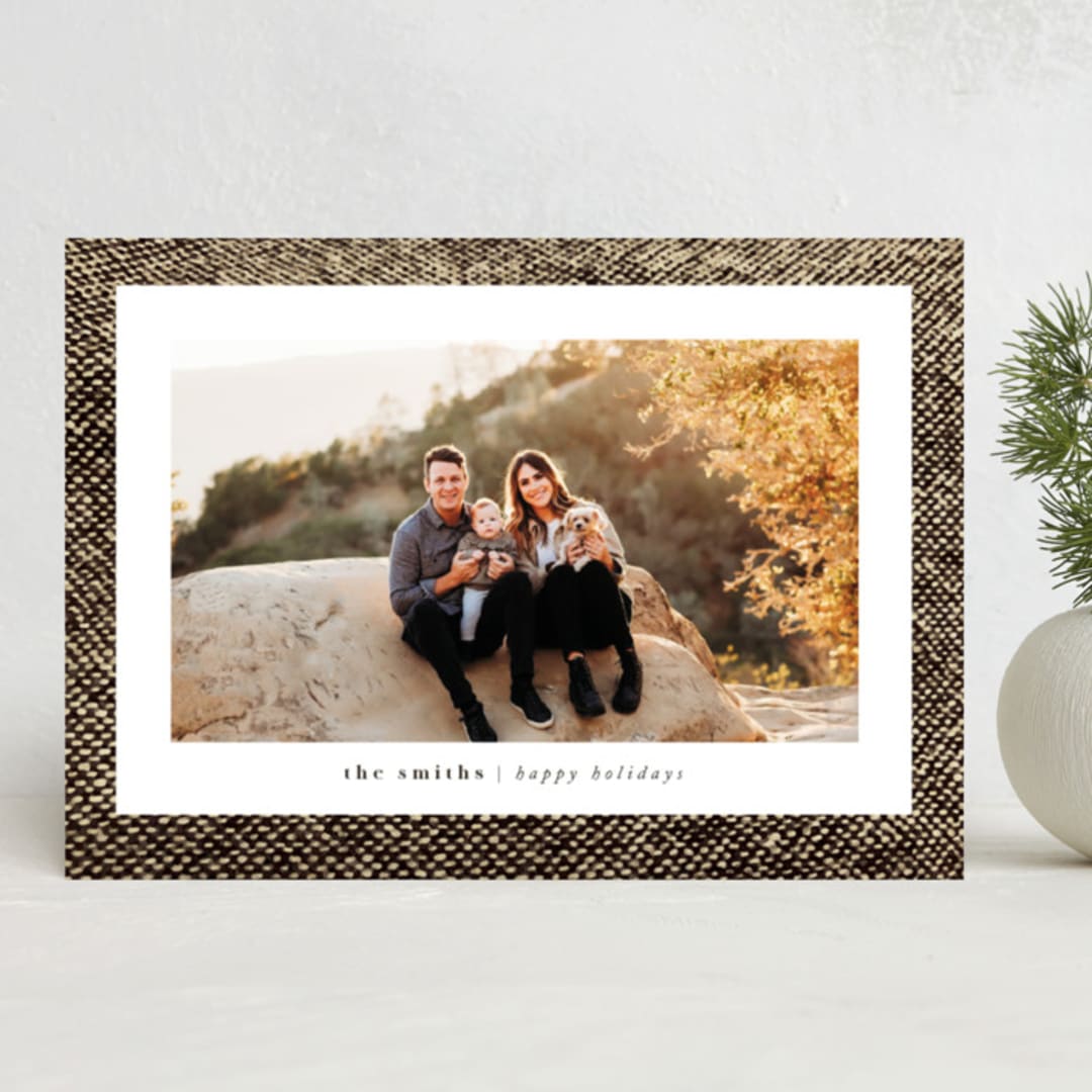 "Classic Tweed" - Holiday Cards in Espresso by Keen Peachy - Front