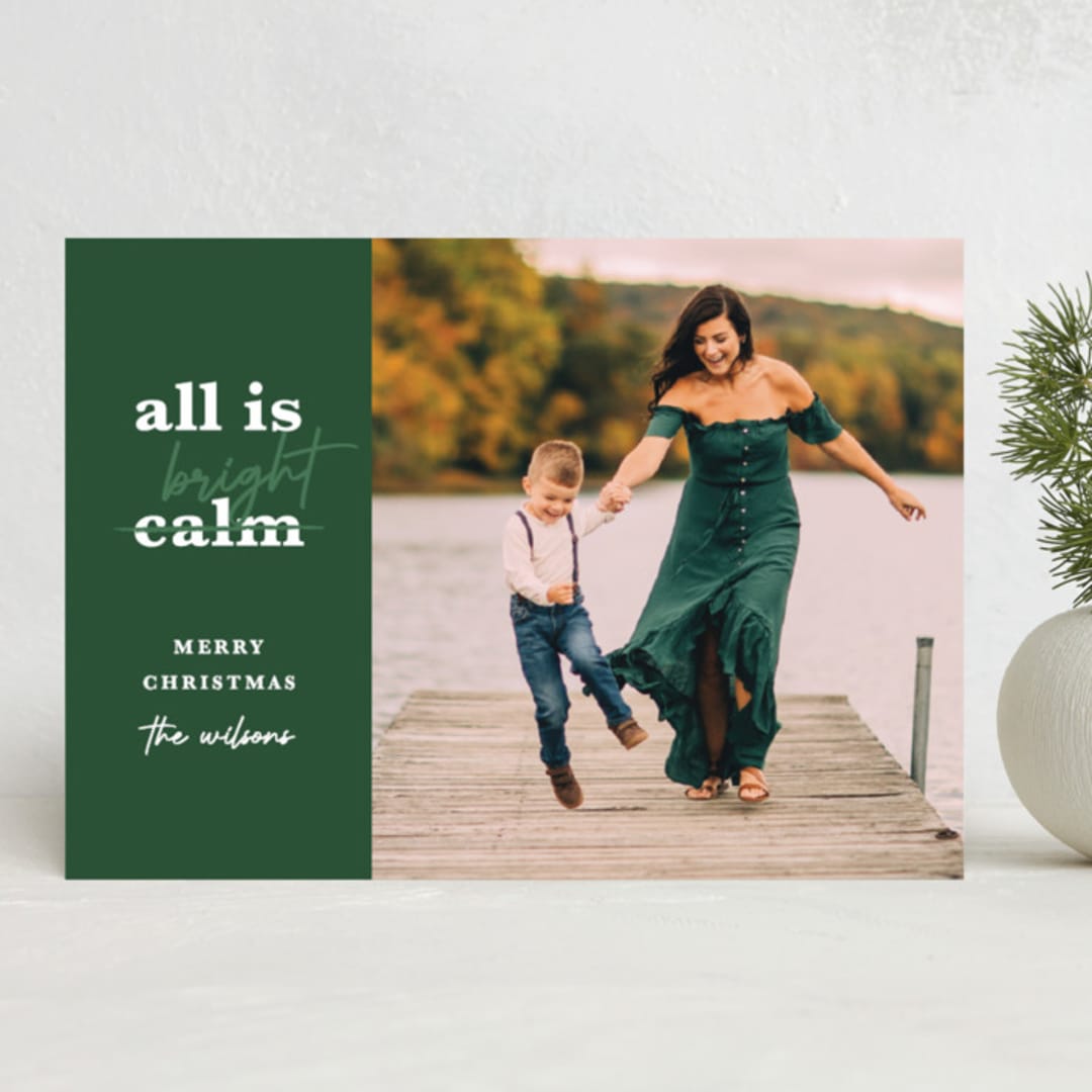 "Bright Edit" - Holiday Cards in Evergreen by Corie Page - Front