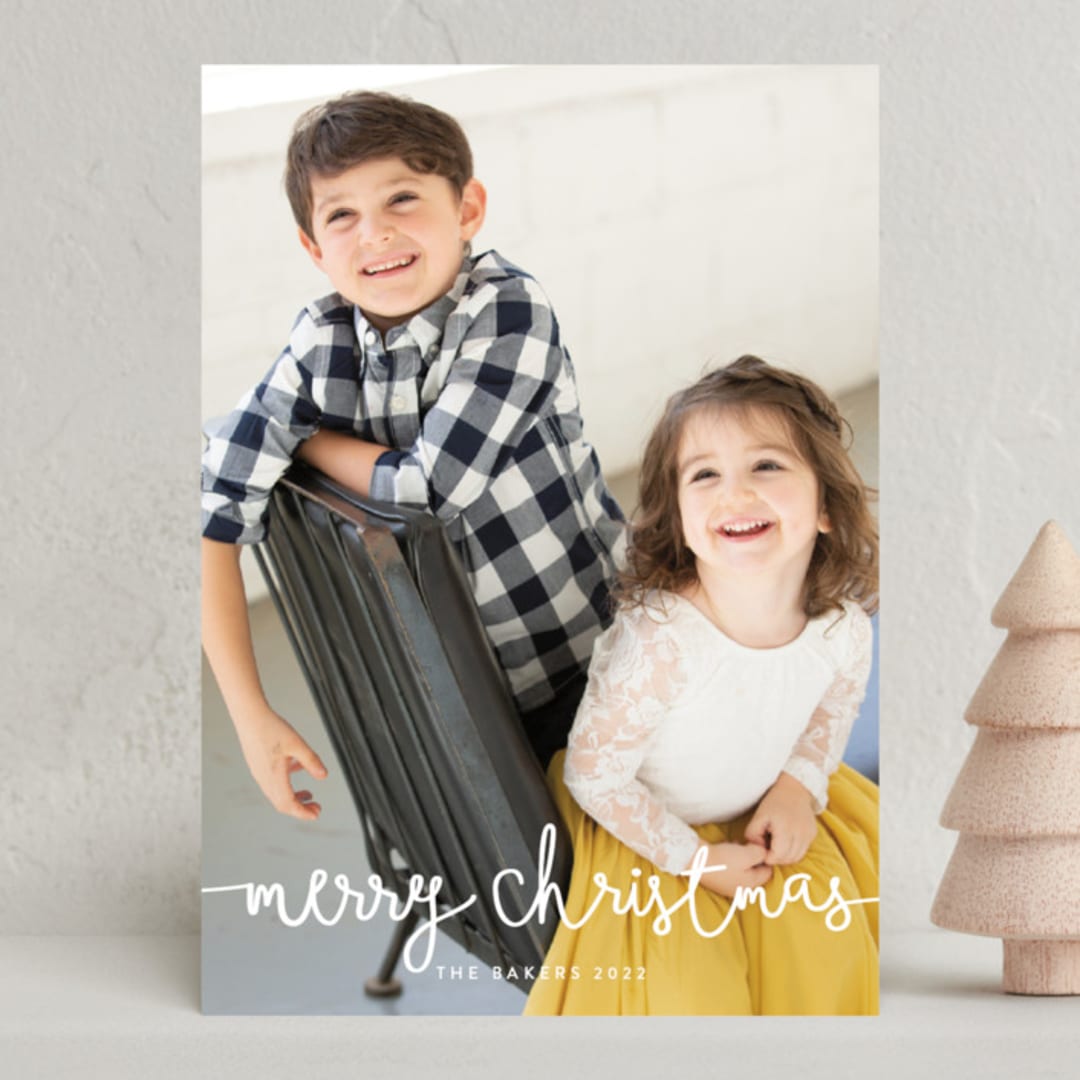 "Playful Script" - Holiday Cards in Cotton by Melanie Severin - Front