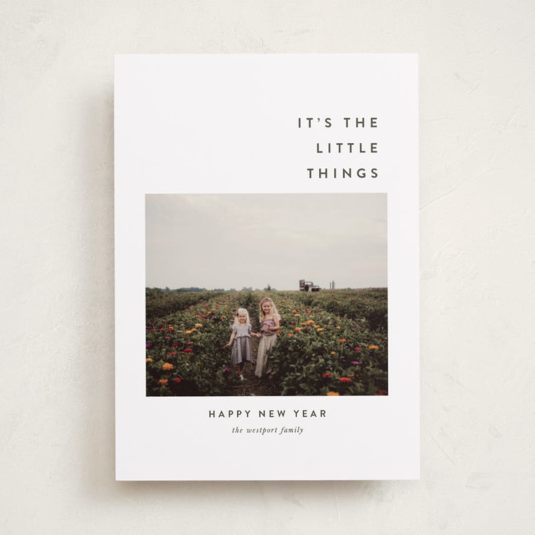 "The Little Things" - Holiday Cards in Fir by Up Up Creative - Front