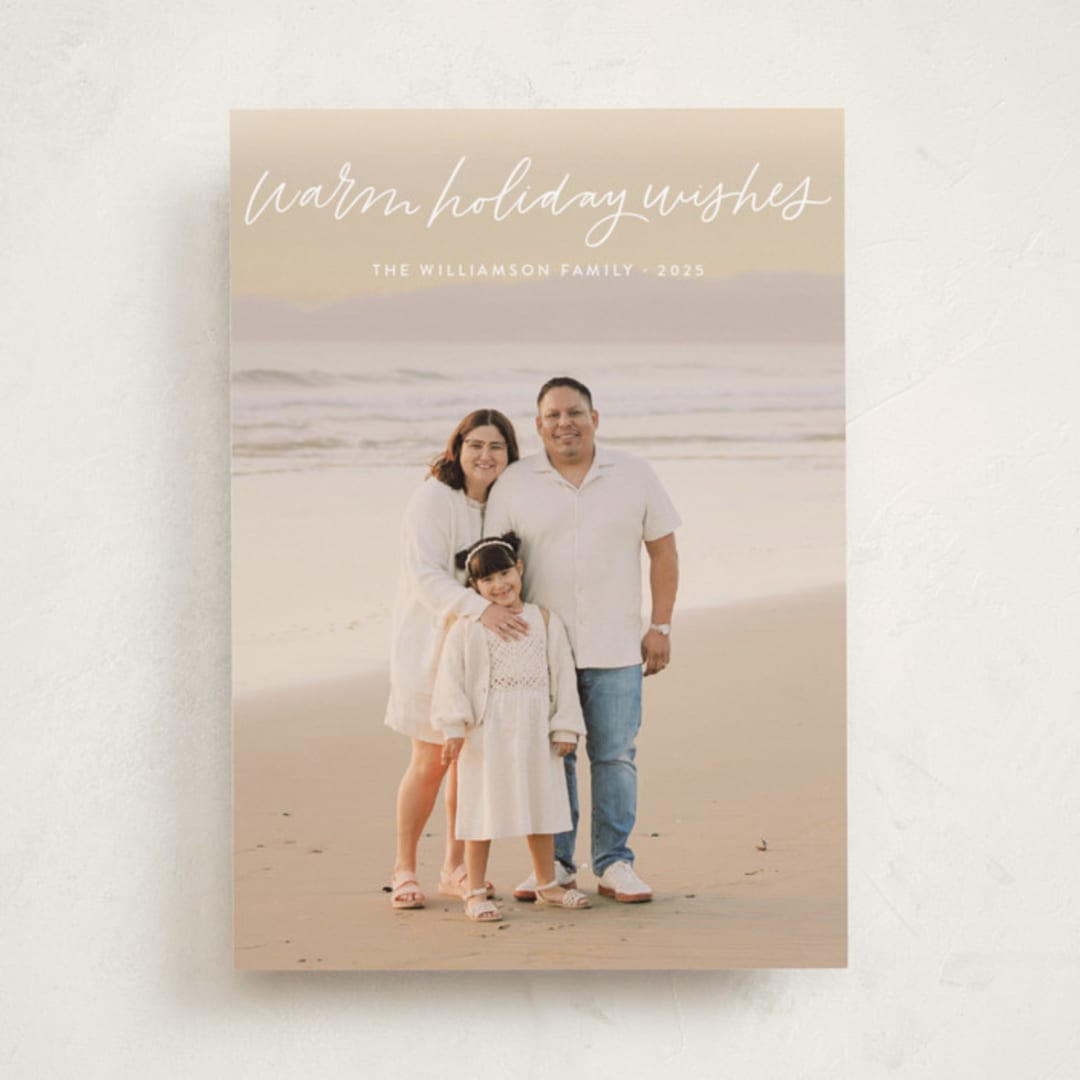 "Warm Holiday Wishes Script" - Holiday Cards in Snow by Kristen Magee - Front