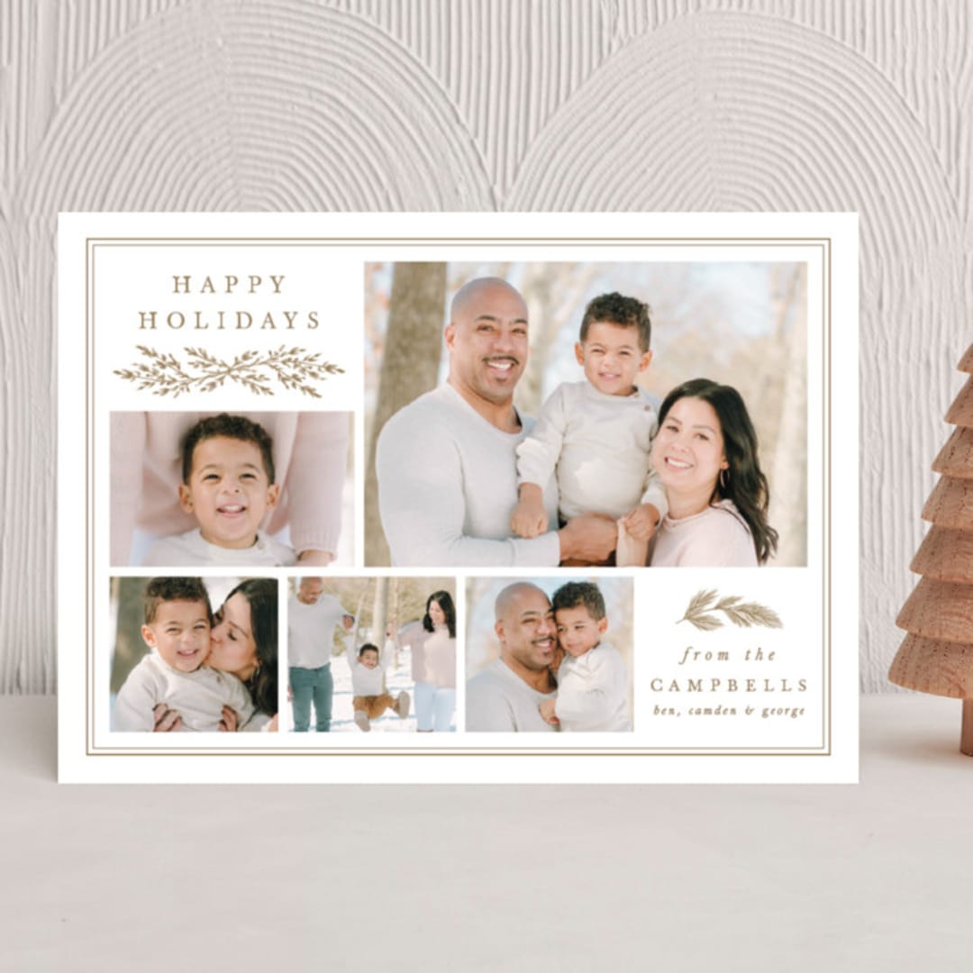 "Merry Motif" - Holiday Cards in Golden by Amy Kross - Front