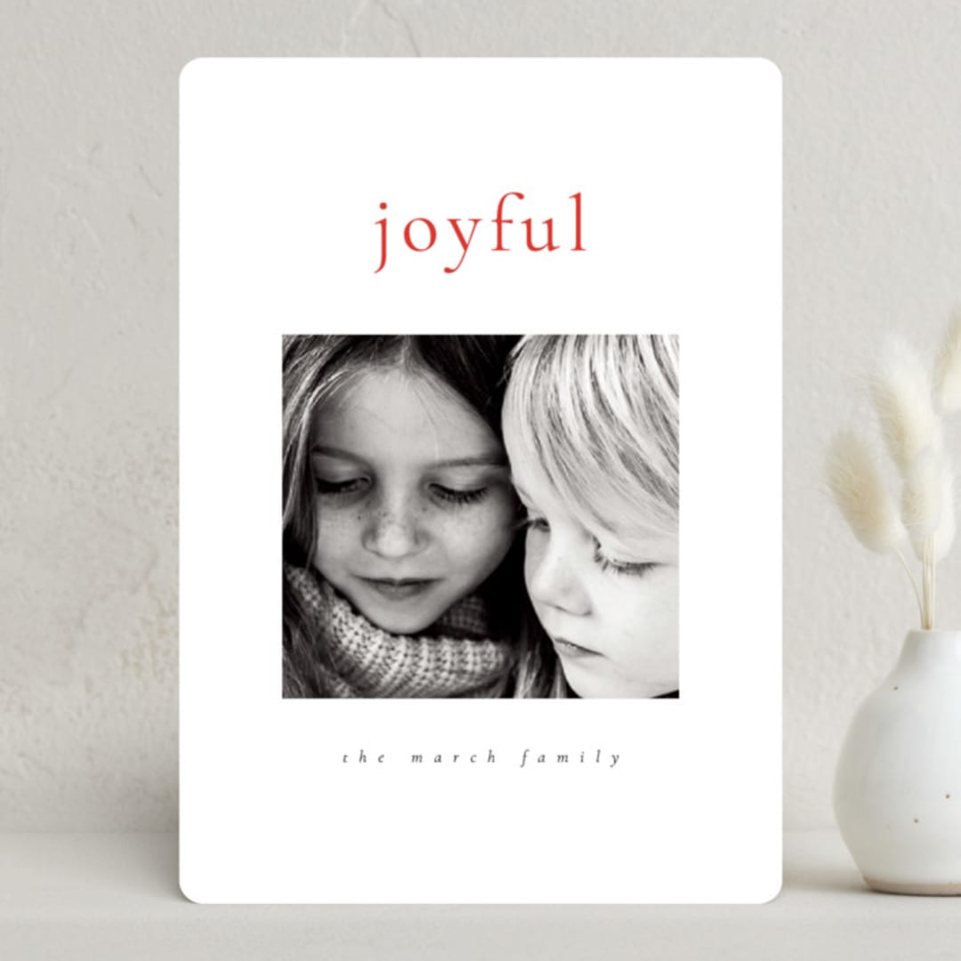 "Six" - Holiday Cards in Holly Berry by Up Up Creative - Front