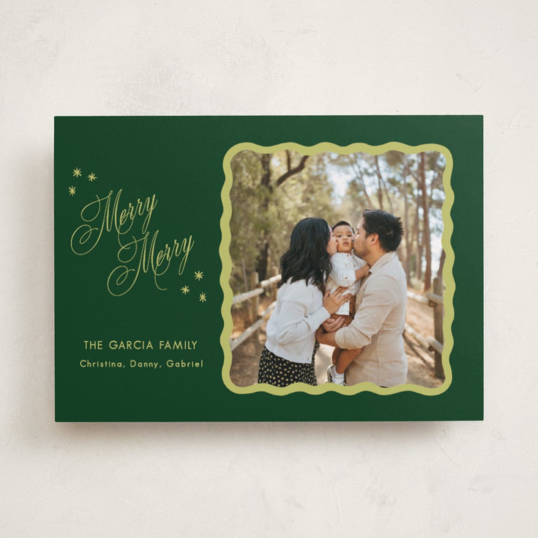 "Squiggle and Stars" - Holiday Cards in Forest by Lauren Jopling - Front