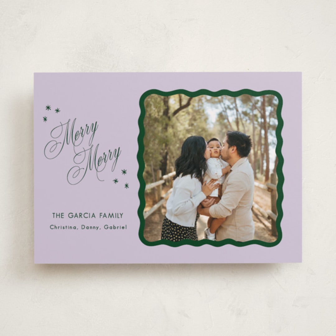 "Squiggle and Stars" - Holiday Cards in Sugar Plum by Lauren Jopling - Front