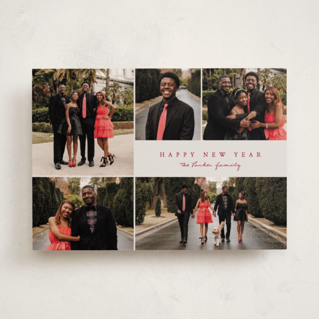 "Simple Five" - Holiday Cards in Poinsettia by Brianne Larsen - Front