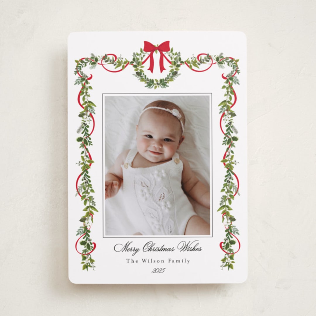 "Bows & Ribbon" - Holiday Cards in Candy Cane by Susan Moyal - Front