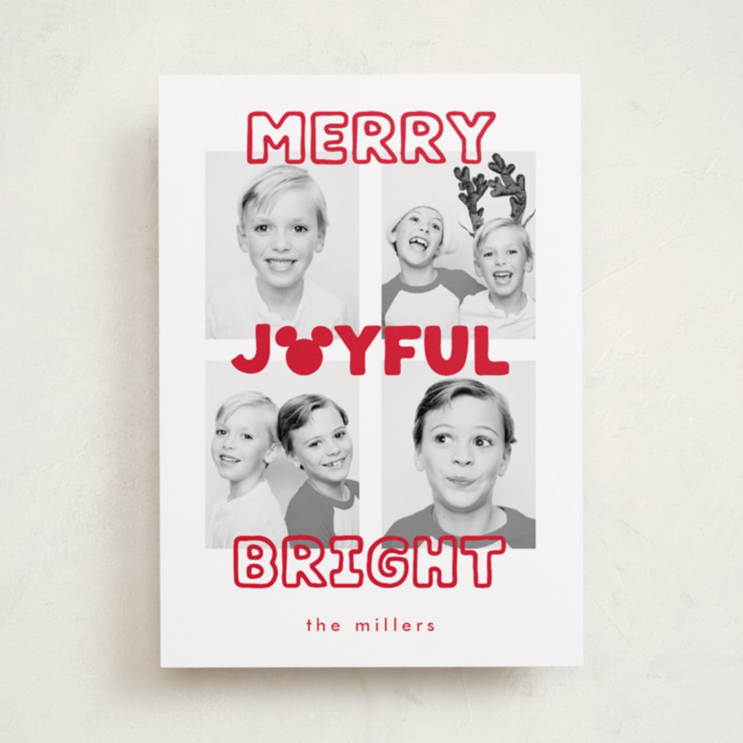 "Disney's Mickey Quad Squad" - Holiday Cards in Holly Berry by AK Graphics - Front