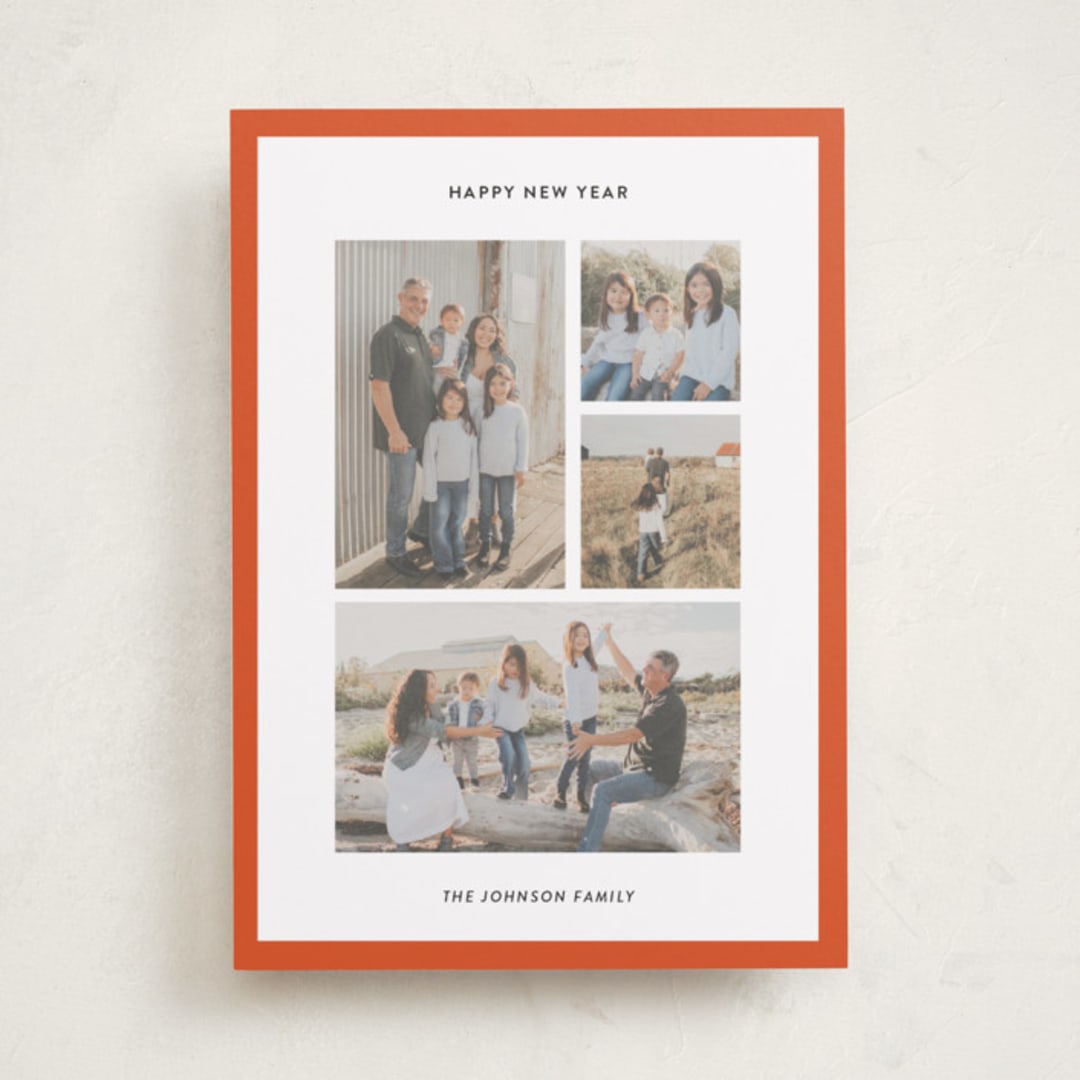 "Classic Collage" - Holiday Cards in Berry by Wendy Chung - Front