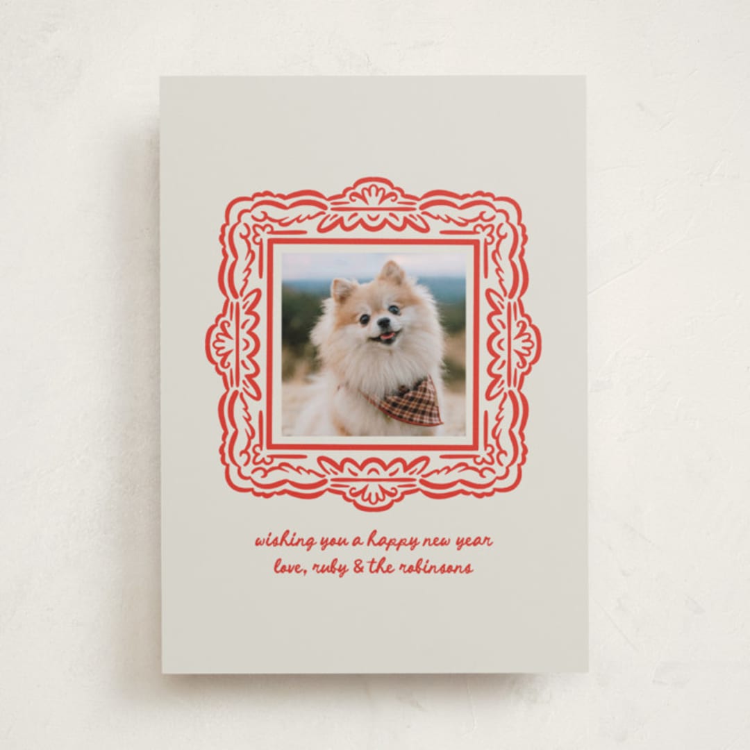 "Friendly Frame" - Holiday Cards in Berry by mo kelley - Front