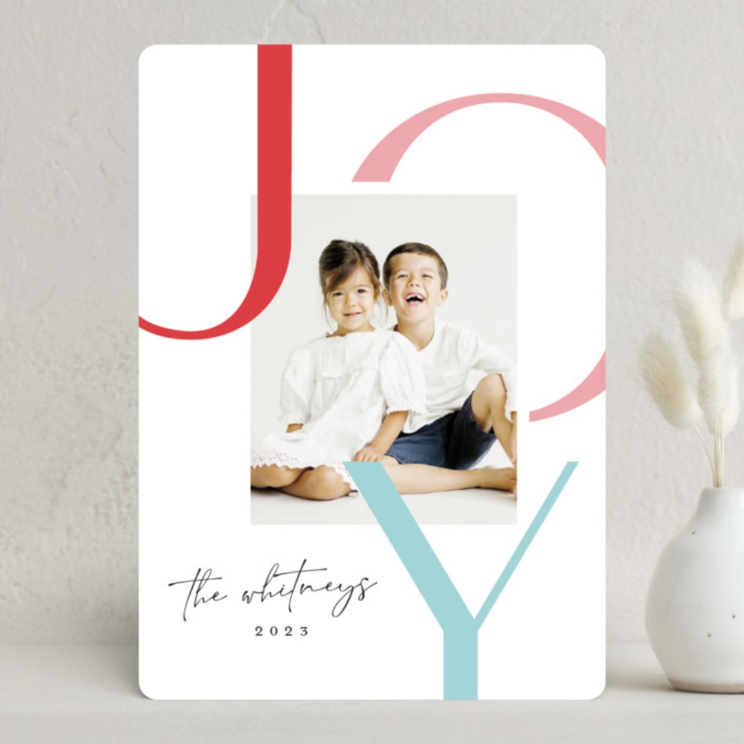 "Outlined Joy" - Holiday Cards in Jolly by Makewells - Front