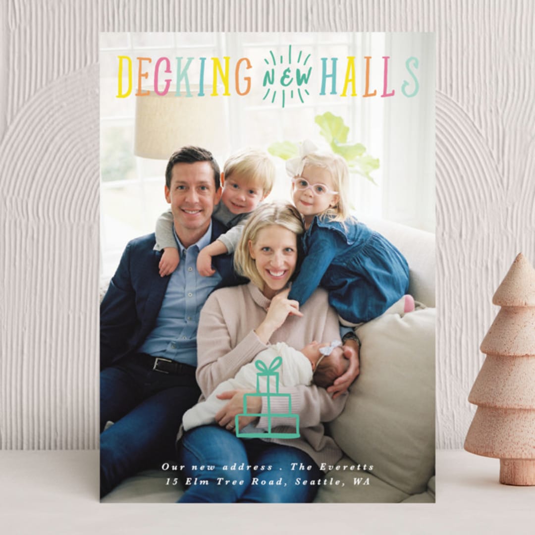 "Decking New Halls" - Holiday Cards in Sunshine by Hudson meet Rose - Front