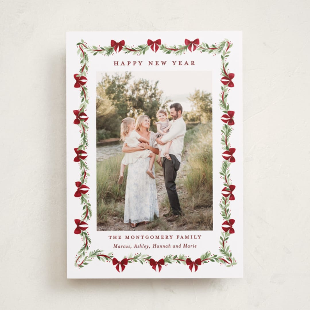 "Garland" - Holiday Cards in Berry by Sarah Knight - Front