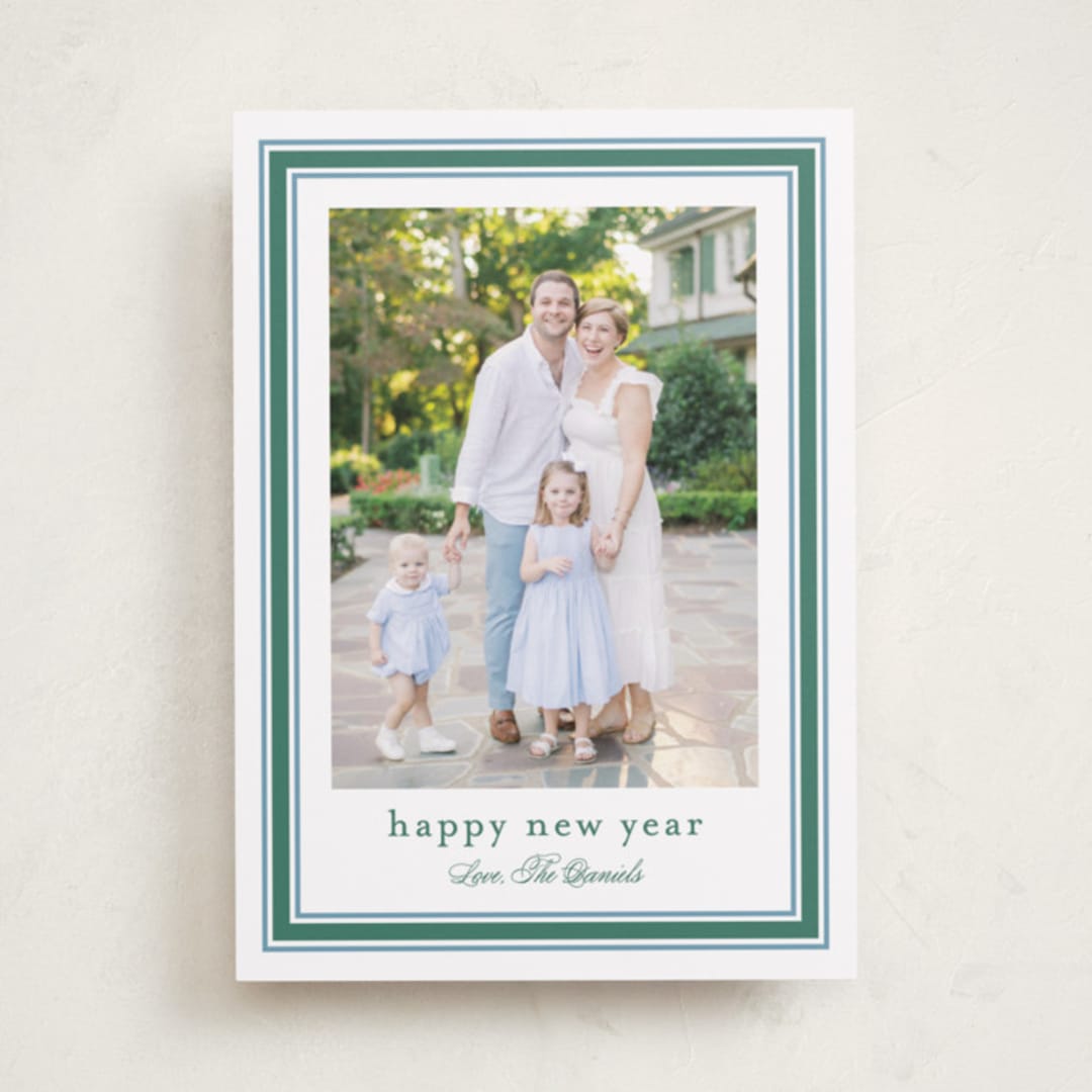 "Preppy Ribbon" - Holiday Cards in Spearmint by Carolyn MacLaren - Front