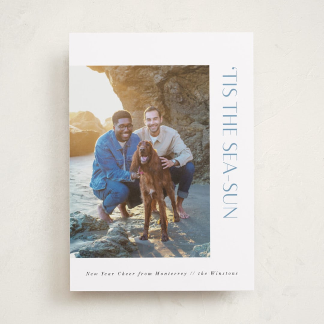 "Tis the Sea-Sun" - Holiday Cards in Sea Spray by Corinne Malesic - Front