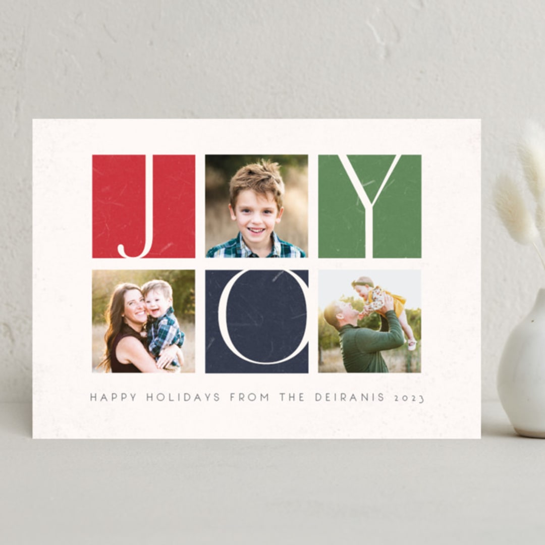 "Joy tricolor" - Holiday Cards in Pumpkin by Sabrin Deirani - Front